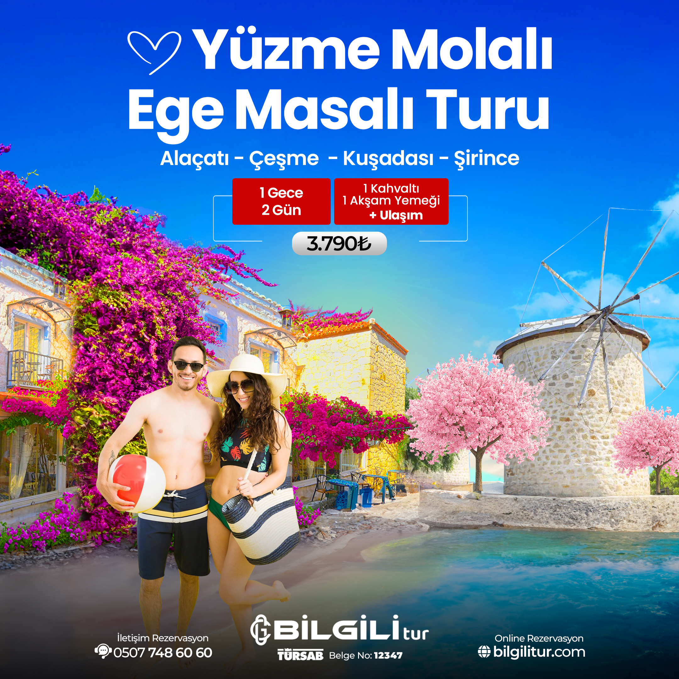 EGE MASALI YÜZME MOLALI 1 GECE 2 GÜN ALAÇATI - ÇEŞME - KUŞADASI - ŞİRİNCE TURU